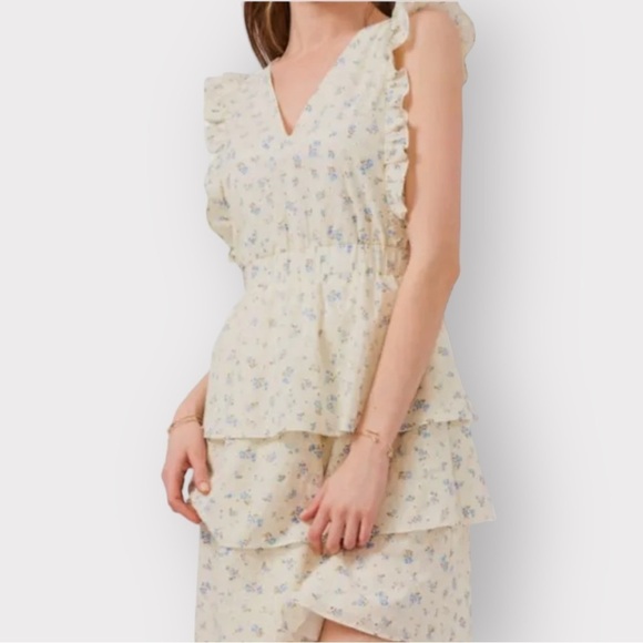 1. State Women's Ivory Eyelet Floral Tiered-Hem Dress Size L - Picture 3 of 9